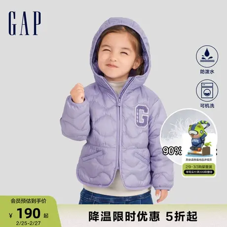 Gap女幼童冬季洋气LOGO连帽合身保暖夹克外套儿童羽绒服720939商品大图