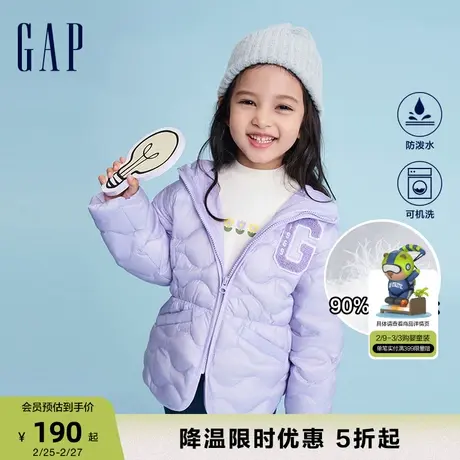 【断码优惠】Gap女童冬季LOGO宽松夹克外套洋气儿童羽绒服721012图片