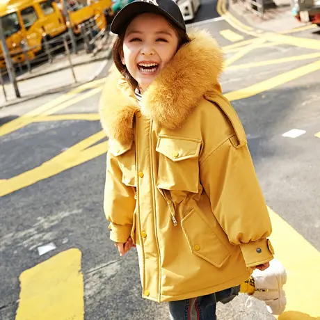 女童羽绒服中长款2018新款韩版洋气冬装儿童中大童装女孩加厚外套图片