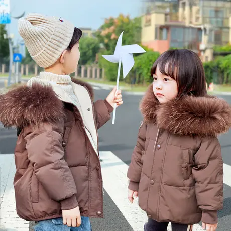 儿童羽绒服男童女童中长款2018新款冬季宝宝小童韩版洋气加厚外套图片